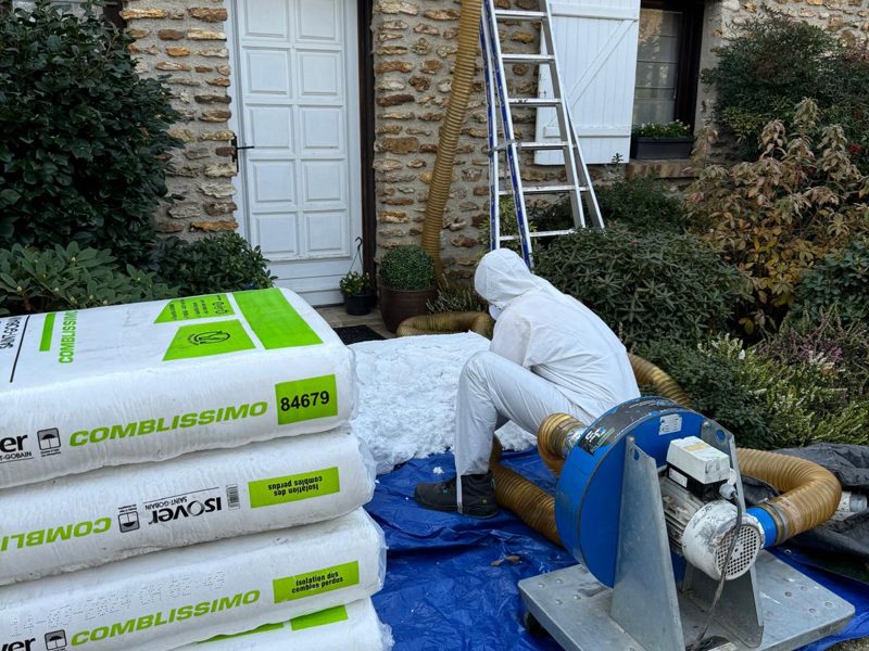 Isolation des combles perdus : préparation de la machine à souffler