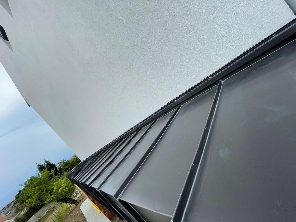 Toiture en zinc à joint debout sur une maison contemporaine